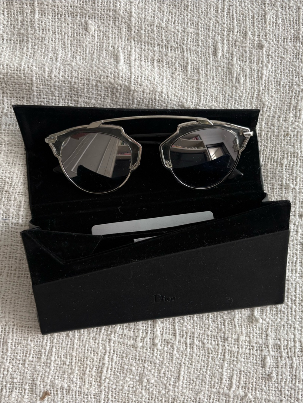 Dior Silver Metal Round Sunglasses with Black Case